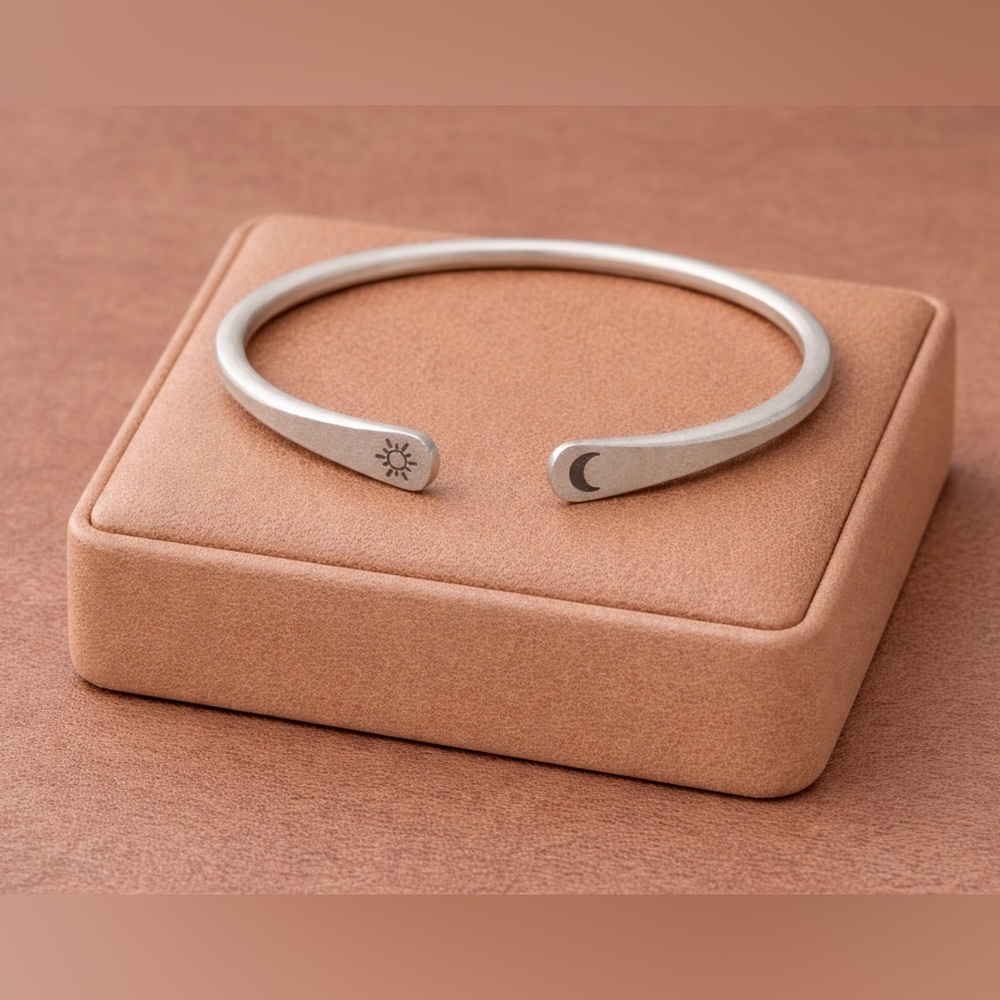 Sun and moon adjustable cuff Bracelet unisex Matte